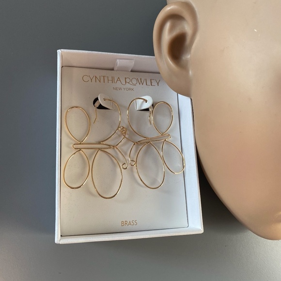 NWT Cynthia Rowley Butterfly Shaped Wire Hoop Earrings - Picture 2 of 4